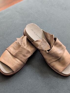 Kelsi Dagger Brooklyn Rustic Tan Leather Slide Sandals